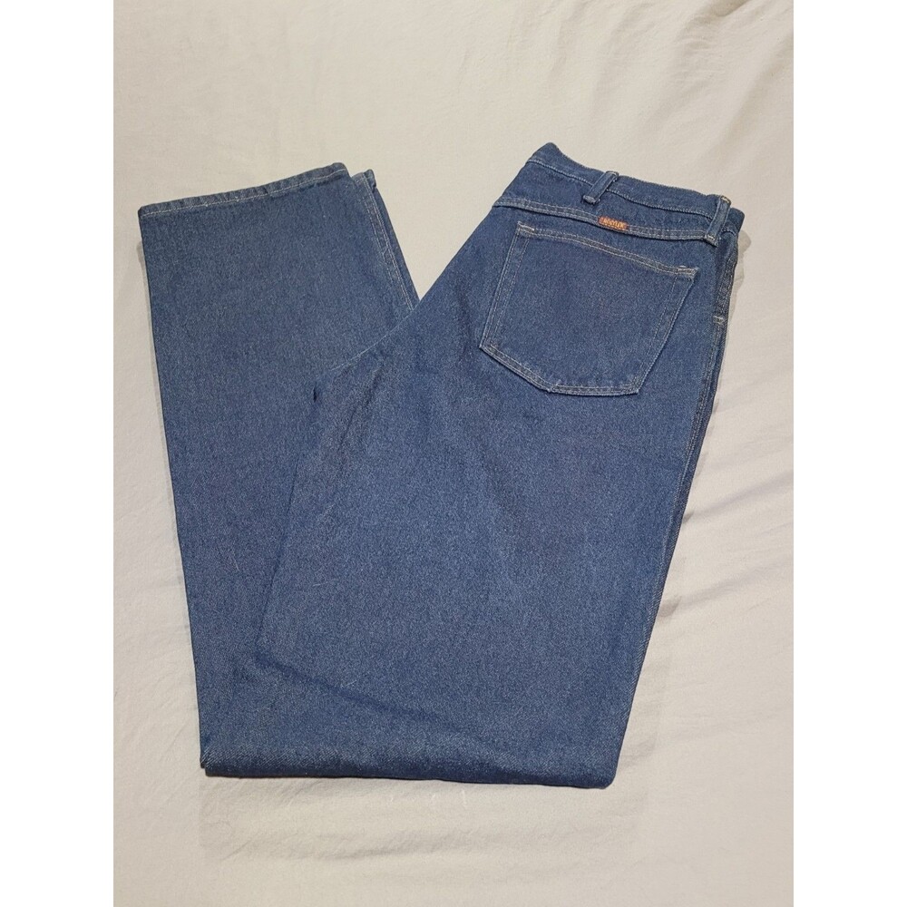Rustler Men's Jeans 34x36; Regular Fit, Straight Leg, Dark Blue